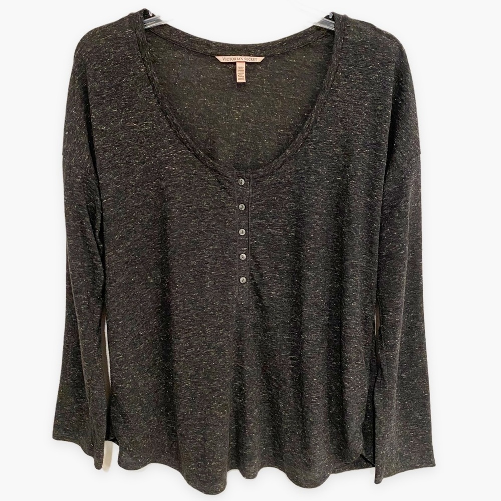 Victoria’s Secret | Lounge Henley Top Heather Charcoal Gray Size Medium